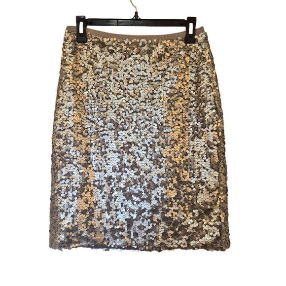 J. Crew Women's Silver Poly Sequin Lined Pencil Straight Skirt - Picture 2 of 10